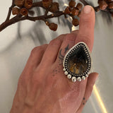 Teardrop Petrified Palm Root Statement Ring or Pendant- Sterling Silver- Finished to Size