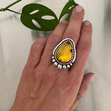 Amber Teardrop Statement Ring or Pendant- Sterling Silver and Mayan Amber- Finished to Size