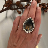 Teardrop Petrified Palm Root Statement Ring or Pendant- Sterling Silver- Finished to Size