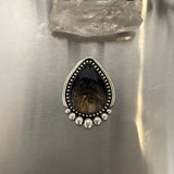 Teardrop Petrified Palm Root Statement Ring or Pendant- Sterling Silver- Finished to Size