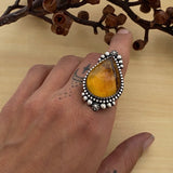 Amber Celestial Ring- Sterling Silver and Mayan Amber - Finished to Size