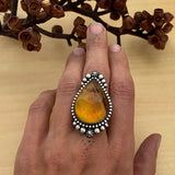 Amber Celestial Ring- Sterling Silver and Mayan Amber - Finished to Size