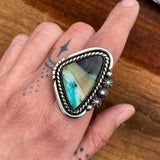 Blue Opal Petrified Wood Ring or Pendant- Sterling Silver and Indonesian Opalized Petrified Wood- Finished to Size