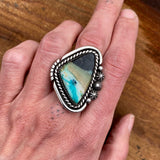 Blue Opal Petrified Wood Ring or Pendant- Sterling Silver and Indonesian Opalized Petrified Wood- Finished to Size