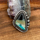 Blue Opal Petrified Wood Ring or Pendant- Sterling Silver and Indonesian Opalized Petrified Wood- Finished to Size