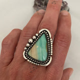 Blue Opal Petrified Wood Ring or Pendant- Sterling Silver and Indonesian Opalized Petrified Wood- Finished to Size