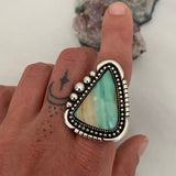 Blue Opal Petrified Wood Ring or Pendant- Sterling Silver and Indonesian Opalized Petrified Wood- Finished to Size