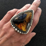 Huge Triangle Amber Ring- Sterling Silver and Mayan Amber - Finished to Size