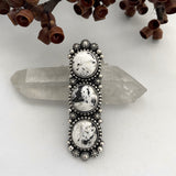 Huge White Buffalo 3 Stone Celestial Ring or Pendant- Sterling Silver- Finished to Size