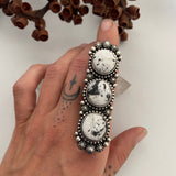 Huge White Buffalo 3 Stone Celestial Ring or Pendant- Sterling Silver- Finished to Size