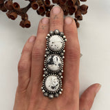 Huge White Buffalo 3 Stone Celestial Ring or Pendant- Sterling Silver- Finished to Size