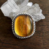 Simple Amber Twist Ring- Sterling Silver and Mayan Amber- Finished to Size