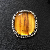 Simple Amber Twist Ring- Sterling Silver and Mayan Amber- Finished to Size