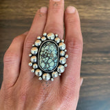 Large Variscite Super Bubble Ring or Pendant- Sterling Silver and Posiedon Variscite- Finished to Size