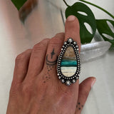 Vibrant Celestial Endless Summer Ring or Pendant- Sterling Silver and Blue Opal Petrified Wood- Finished to Size