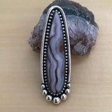 Huge Laguna Agate Talon Ring or Pendant- Sterling Silver and Agate- Finished to Size