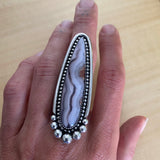 Huge Laguna Agate Talon Ring or Pendant- Sterling Silver and Agate- Finished to Size