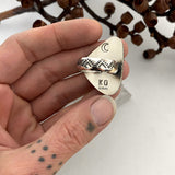 Chunky White Buffalo Ring- Size 8- Hand Stamped Sterling Silver