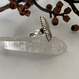 Chunky Turquoise Ring- Size 7.5- Hand Stamped Sterling Silver and Royston Ribbon Turquoise