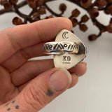 Chunky Turquoise Ring- Size 10- Hand Stamped Sterling Silver and Compass Turquoise