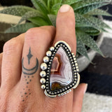 Large Agua Nueva Agate and Sterling Silver Bubble Ring or Pendant- Finished to Size
