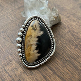 Large Petrified Palm Root Ring- Sterling Silver and Palm Root- Finished to Size