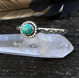 Stamped Turquoise Stacker Cuff- Royston Turquoise and Sterling Silver Bracelet- Size XS/S