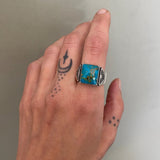 The Elements Signet Ring- Size 10- Fox Turquoise and Sterling Silver