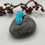 The Squiggle Signet Ring- Size 10- Kingman Turquoise and Sterling Silver