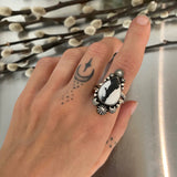 The Eclipse Ring- Size 10- Natural White Buffalo and Sterling Silver