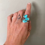 The Squiggle Signet Ring- Size 10- Natural Royston Turquoise and Sterling Silver