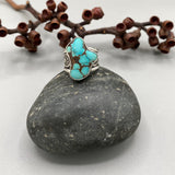 The Squiggle Signet Ring- Size 10- Natural Royston Turquoise and Sterling Silver