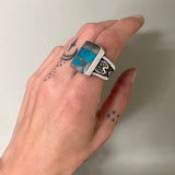 The Signet Ring- Size 10- Blue Lightning Chrysocolla and Sterling Silver