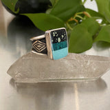 The Signet Ring- Size 10- New Lander Variscite/Bamboo Mountain Turquoise/Number 8 Turquoise and Sterling Silver