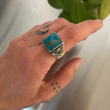 The Elements Signet Ring- Size 10- Fox Turquoise and Sterling Silver