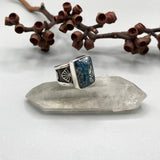 The Signet Ring- Size 10- Morenci II Turquoise and Sterling Silver