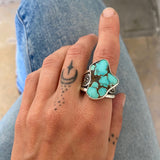 The Squiggle Signet Ring- Size 10- Natural Royston Turquoise and Sterling Silver