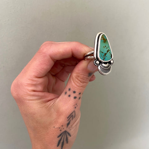 The Sprout Ring- Size 10- Royston Turquoise and Sterling Silver