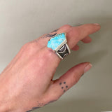 The Squiggle Signet Ring- Size 11- Royston Turquoise and Sterling Silver