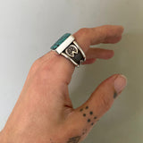 The Signet Ring- Size 11- Bamboo Mountain Turquoise and Sterling Silver