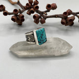 The Signet Ring- Size 11- Bamboo Mountain Turquoise and Sterling Silver