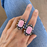 The Looking Glass Ring 2- Pink Conch Shell and Sterling Silver- Finished to Size or as a Pendant