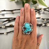 The Ripple Ring 1- Natural Royston Turquoise and Sterling Silver- Finished to Size or as a Pendant