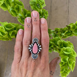 The Peacock Ring 2- Pink Conch and Sterling Silver- Finished to Size or as a Pendant