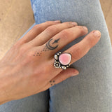 The Blossom Ring 1- Pink Conch and Sterling Silver- Finished to Size or as a Pendant