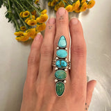 The Turquoise Collector Ring #1- Lone Mountain, Kingman, Royston, and Emerald Valley Turquoise and Sterling Silver- Finished to Size or as a Pendant