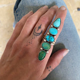 The Turquoise Collector Ring #1- Lone Mountain, Kingman, Royston, and Emerald Valley Turquoise and Sterling Silver- Finished to Size or as a Pendant