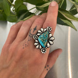 The Flora Ring 1- Natural Royston Turquoise and Sterling Silver- Finished to Size or as a Pendant