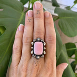 The Looking Glass Ring 1- Pink Conch Shell and Sterling Silver- Finished to Size or as a Pendant