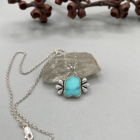 The Squiggle Necklace 1- Natural Royston Turquoise and Sterling Silver- Chain Included